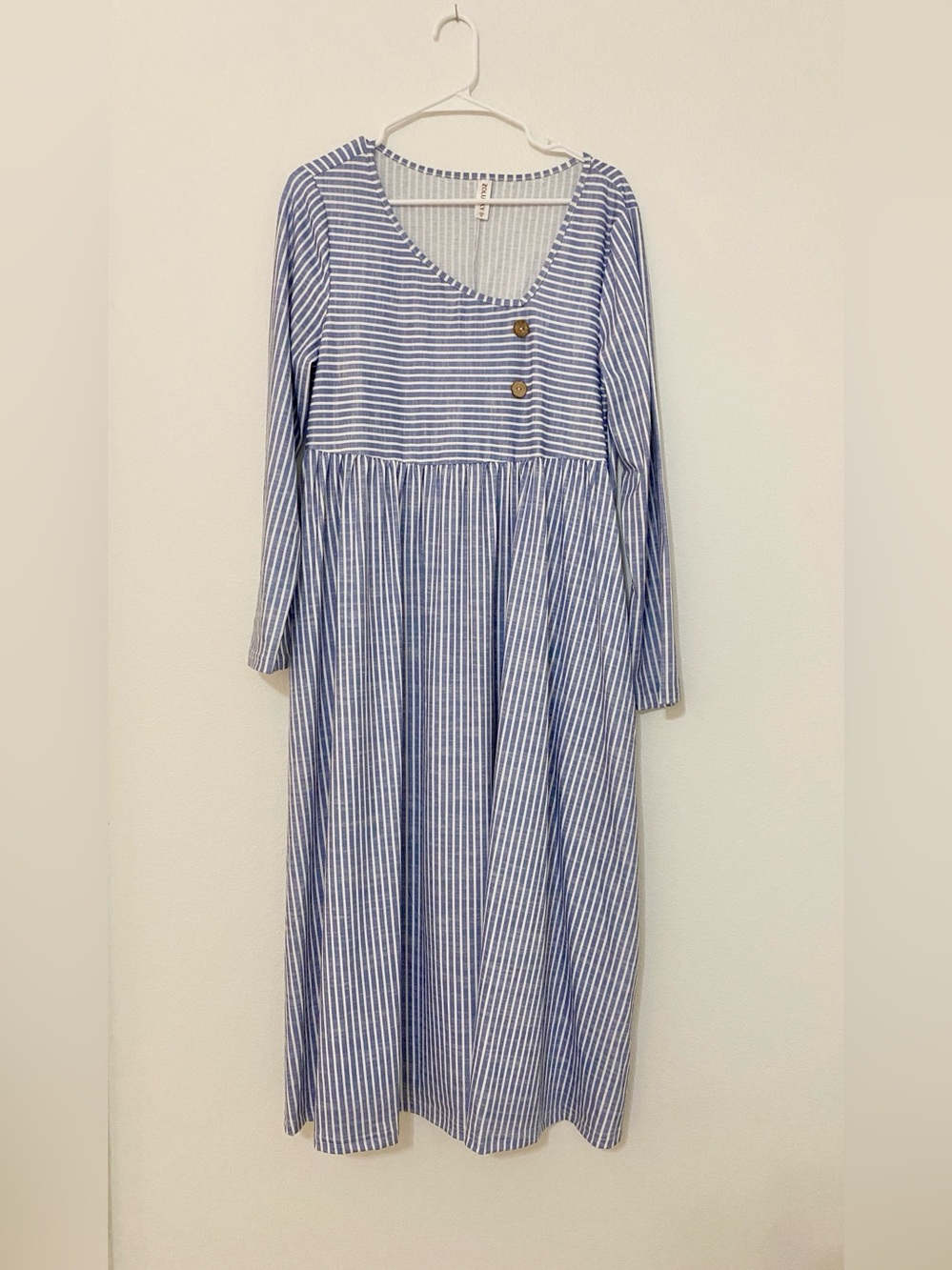Long Blue & White Striped Dress